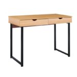 ΓΡΑΦΕΙΟ με 2 Συρτάρια Μέταλλο Βαφή Μαύρο - Φυσικό 100x48x75cm - Image 5