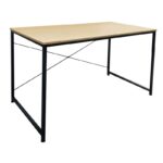 ΓΡΑΦΕΙΟ Η/Υ Μέταλλο Βαφή Μαύρο, Melamine Beech 120x60x74cm - Image 9