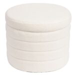 GROOVY Σκαμπό Αποθηκευτικό, Teddy Ύφασμα Εκρού Φ56cm H.45cm - Image 5