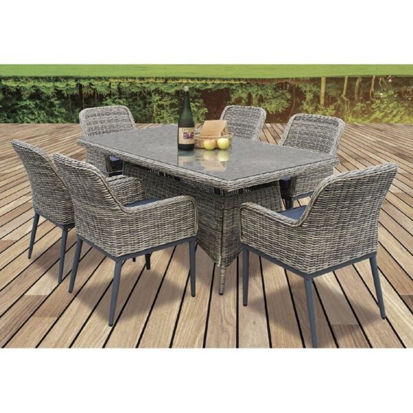 HAVANA Set Τραπεζαρία Κήπου ALU,Wicker Grey Brown-Ανθρακί: Τραπέζι 160x90 + 6 Πολυθρόνες Table:160x90x75 Chair:64x65x85 - Image 5