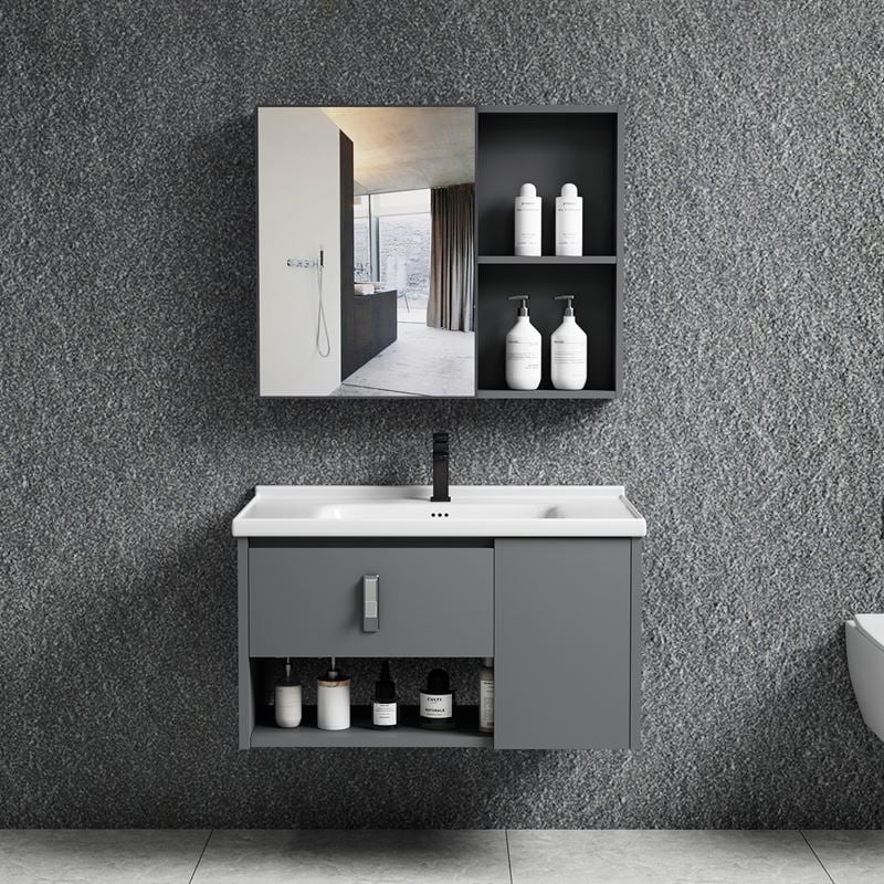 idea-2-set-epiplo-kremasto-baniou-gkri-kathreptis-pagkos-me-niptira-kai-bataria-enlarge IDEA-2 Set Έπιπλο Μπάνιου Γκρι, Καθρέπτης + Πάγκος με Νιπτήρα και Μπαταρία Up:55x11x60cm Down:60x47x45cm - Image 1