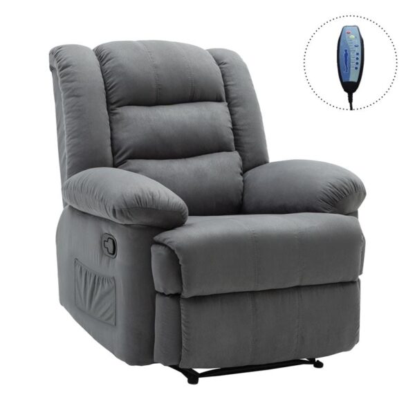 JULIA Massage Πολυθρόνα Relax Σαλονιού - Καθιστικού, Ύφασμα Γκρι 93x90x100cm - Image 3