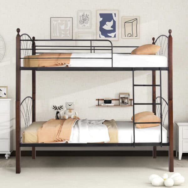 ΚΟΥΚΕΤΑ ΜΕ ΣΤΡΩΜΑΤΑ STOREY HM21334 ΜΕΤΑΛΛΟ & ΞΥΛΟ RUBBERWOOD--ΓΙΑ ΣΤΡΩΜΑΤΑ 90x190εκ. - Image 2