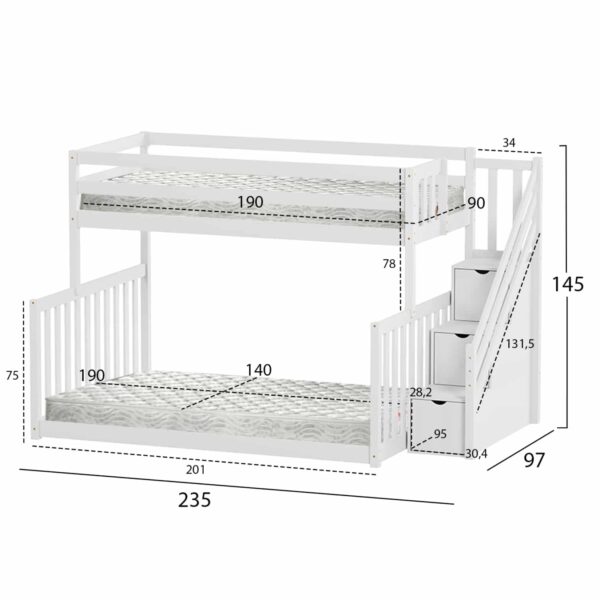 ΚΟΥΚΕΤΑ ΠΑΙΔΙΚΗ BEAMER HM21320 ΞΥΛΟ ΠΕΥΚΟΥ ΛΕΥΚΟ--ΓΙΑ ΣΤΡΩΜΑΤΑ 90 & 140x190εκ - Image 3