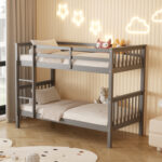 ΚΟΥΚΕΤΑ ΠΑΙΔΙΚΗ ΜΕ 2 ΣΤΡΩΜΑΤΑ LANTAI HM21307.02 ΞΥΛΟ ΠΕΥΚΟΥ ΓΚΡΙ--ΣΤΡΩΜΑΤΑ 90x190εκ - Image 2