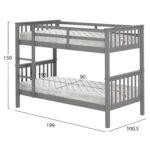 ΚΟΥΚΕΤΑ ΠΑΙΔΙΚΗ ΜΕ 2 ΣΤΡΩΜΑΤΑ LANTAI HM21307.02 ΞΥΛΟ ΠΕΥΚΟΥ ΓΚΡΙ--ΣΤΡΩΜΑΤΑ 90x190εκ - Image 3