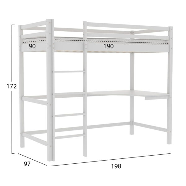 ΚΟΥΚΕΤΑ ΠΑΙΔΙΚΗ ΜΕ ΓΡΑΦΕΙΟ AKRON HM21311.01 ΞΥΛΟ ΠΕΥΚΟΥ ΛΕΥΚΟ--ME ΣΤΡΩΜΑ 90x190εκ - Image 3