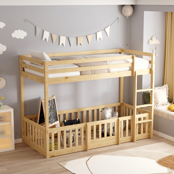 ΚΟΥΚΕΤΑ ΠΑΙΔΙΚΗ ΜΕ ΠΑΡΚΑΚΙ PLAYKID HM21312 ΞΥΛΟ ΠΕΥΚΟΥ ΦΥΣΙΚΟ--ME ΣΤΡΩΜΑ 90x190εκ - Image 2