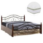 ΚΡΕΒΑΤΙ ΔΙΠΛΟ & ΣΤΡΩΜΑ CELINA HM21328 ΜΕΤΑΛΛΟ & ΞΥΛΟ ΣΕ DIRTY OAK--ΣΤΡΩΜΑ 150x200εκ