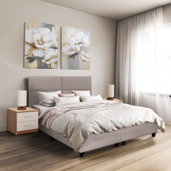 ΚΡΕΒΑΤΙ MILO HM616.32 ΜΠΕΖ ΥΦΑΣΜΑ ΓΙΑ ΣΤΡΩΜΑ 160x200εκ - Image 2