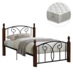 ΚΡΕΒΑΤΙ ΗΜΙΔΙΠΛΟ & ΣΤΡΩΜΑ SUZIE HM21333 ΜΕΤΑΛΛΟ & ΞΥΛΟ ΣΕ ΚΑΡΥΔΙ--ΣΤΡΩΜΑ 110x190εκ