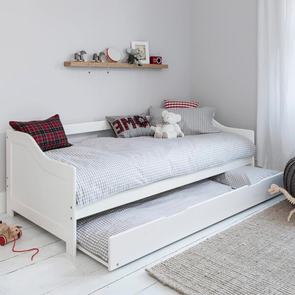 ΚΡΕΒΑΤΙ ΚΑΝΑΠΕΣ ΜΕ ΣΥΡΟΜΕΝΟ TRADDY HM21313 ΞΥΛΟ ΠΕΥΚΟΥ ΛΕΥΚΟ--ΜΕ 2 ΣΤΡΩΜΑΤΑ 90x190εκ - Image 2