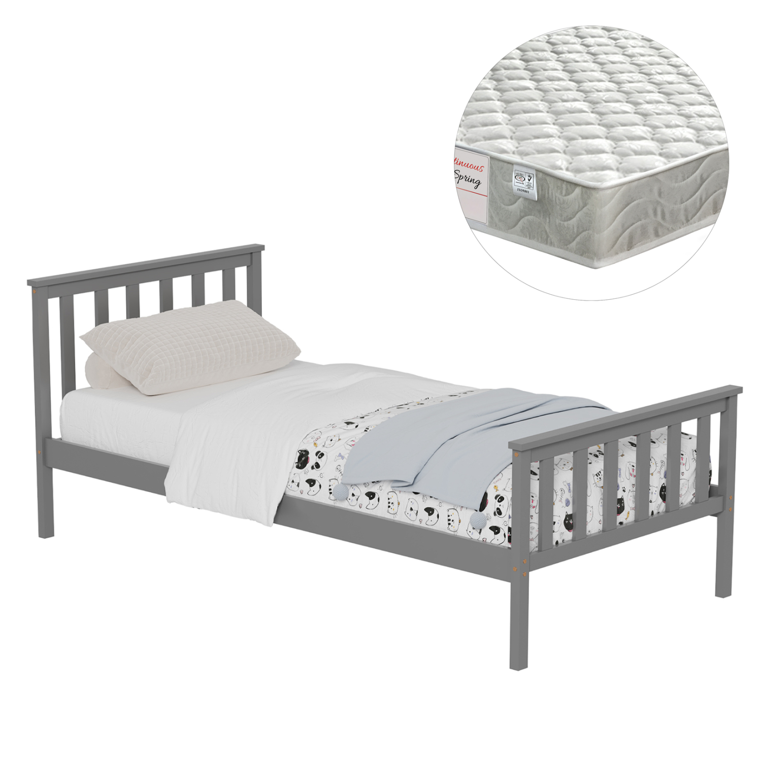 HM21300.02 ΚΡΕΒΑΤΙ ΠΑΙΔΙΚΟ ΜΕ ΣΤΡΩΜΑ GIMLY HM21300.02 ΞΥΛΟ ΠΕΥΚΟΥ ΣΕ ΓΚΡΙ- ΓΙΑ ΣΤΡΩΜΑ 90x190εκ - Image 1