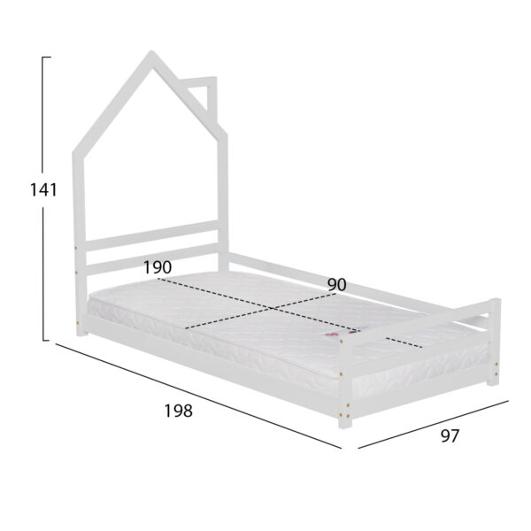 ΚΡΕΒΑΤΙ ΠΑΙΔΙΚΟ ΜΕ ΣΤΡΩΜΑ HOUSER HM21301 ΞΥΛΟ ΠΕΥΚΟΥ ΣΕ ΛΕΥΚΟ--ΣΤΡΩΜΑ 90x190εκ - Image 3