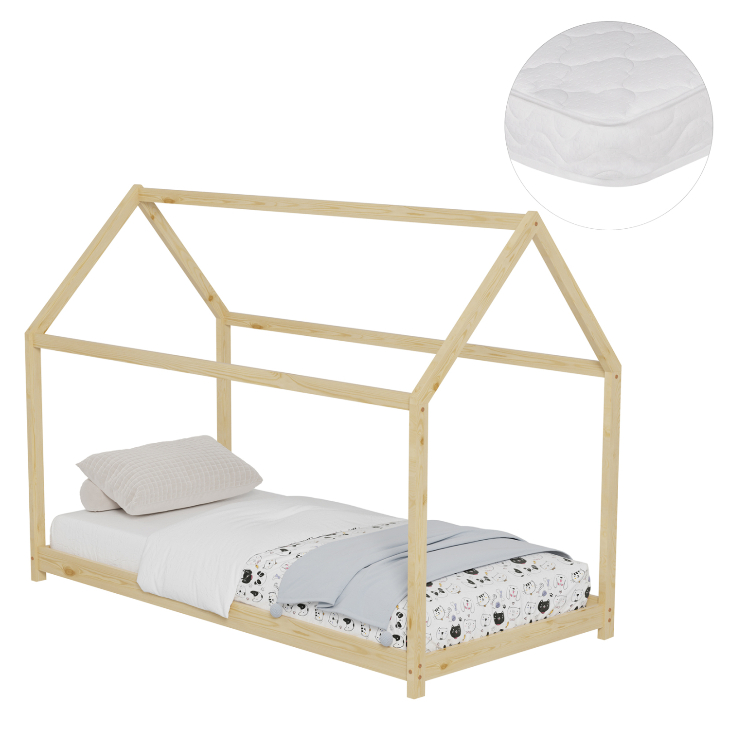 HM21302 ΚΡΕΒΑΤΙ ΠΑΙΔΙΚΟ ΜΕ ΣΤΡΩΜΑ PEPE HM21302 ΞΥΛΟ ΠΕΥΚΟΥ ΣΕ ΦΥΣΙΚΟ--ΣΤΡΩΜΑ 90x190εκ - Image 1