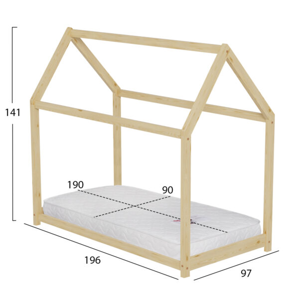 ΚΡΕΒΑΤΙ ΠΑΙΔΙΚΟ ΜΕ ΣΤΡΩΜΑ PEPE HM21302 ΞΥΛΟ ΠΕΥΚΟΥ ΣΕ ΦΥΣΙΚΟ--ΣΤΡΩΜΑ 90x190εκ - Image 3