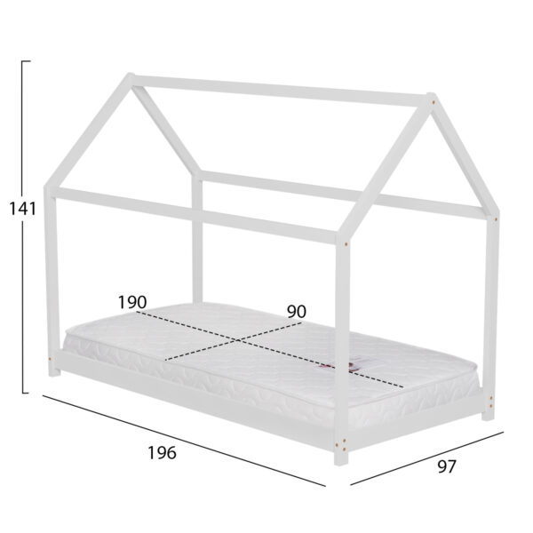 ΚΡΕΒΑΤΙ ΠΑΙΔΙΚΟ ΜΕ ΣΤΡΩΜΑ PEPE HM21302.01 ΞΥΛΟ ΠΕΥΚΟΥ ΣΕ ΛΕΥΚΟ--ΣΤΡΩΜΑ 90x190εκ - Image 3