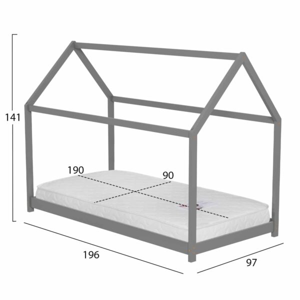 ΚΡΕΒΑΤΙ ΠΑΙΔΙΚΟ ΜΕ ΣΤΡΩΜΑ PEPE HM21302.02 ΞΥΛΟ ΠΕΥΚΟΥ ΣΕ ΓΚΡΙ--ΣΤΡΩΜΑ 90x190εκ - Image 3