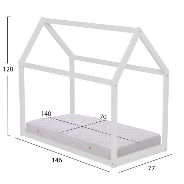 ΚΡΕΒΑΤΙ ΠΑΙΔΙΚΟ ΜΕ ΣΤΡΩΜΑ PEPE HM21303.01 ΞΥΛΟ ΠΕΥΚΟΥ ΣΕ ΛΕΥΚΟ--ΣΤΡΩΜΑ 70x140εκ - Image 3