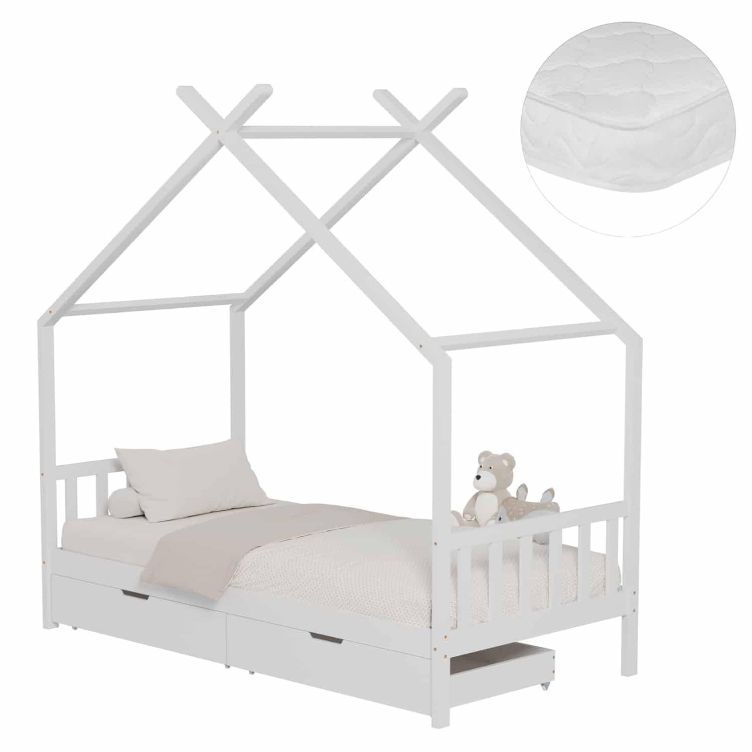 HM21305.01 ΚΡΕΒΑΤΙ ΠΑΙΔΙΚΟ ΜΕ ΣΤΡΩΜΑ KLARICE HM21305.01 ΞΥΛΟ ΠΕΥΚΟΥ ΣΕ ΛΕΥΚΟ--ΣΤΡΩΜΑ 90x190εκ - Image 1