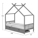 ΚΡΕΒΑΤΙ ΠΑΙΔΙΚΟ ΜΕ ΣΤΡΩΜΑ KLARICE HM21305.02 ΞΥΛΟ ΠΕΥΚΟΥ ΣΕ ΓΚΡΙ--ΣΤΡΩΜΑ 90x190εκ - Image 3