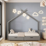 ΚΡΕΒΑΤΙ ΠΑΙΔΙΚΟ ΜΕ ΣΤΡΩΜΑ KLARICE HM21305.02 ΞΥΛΟ ΠΕΥΚΟΥ ΣΕ ΓΚΡΙ--ΣΤΡΩΜΑ 90x190εκ - Image 5