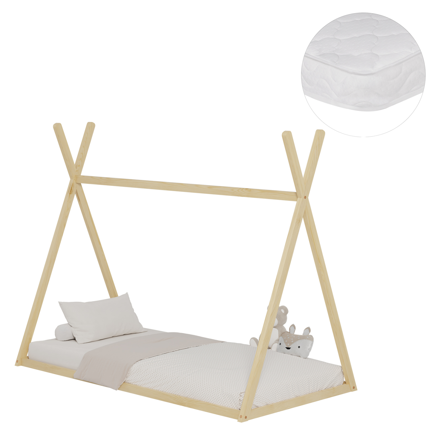 HM21306 ΚΡΕΒΑΤΙ ΠΑΙΔΙΚΟ ΜΕ ΣΤΡΩΜΑ MUNK HM21306 ΞΥΛΟ ΠΕΥΚΟΥ ΣΕ ΦΥΣΙΚΟ--ΣΤΡΩΜΑ 90x190εκ - Image 1