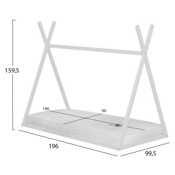 ΚΡΕΒΑΤΙ ΠΑΙΔΙΚΟ ΜΕ ΣΤΡΩΜΑ MUNK HM21306.01 ΞΥΛΟ ΠΕΥΚΟΥ ΣΕ ΛΕΥΚΟ--ΣΤΡΩΜΑ 90x190εκ - Image 3