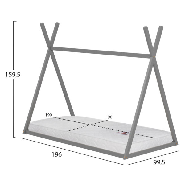 ΚΡΕΒΑΤΙ ΠΑΙΔΙΚΟ ΜΕ ΣΤΡΩΜΑ MUNK HM21306.02 ΞΥΛΟ ΠΕΥΚΟΥ ΣΕ ΓΚΡΙ--ΣΤΡΩΜΑ 90x190εκ - Image 3