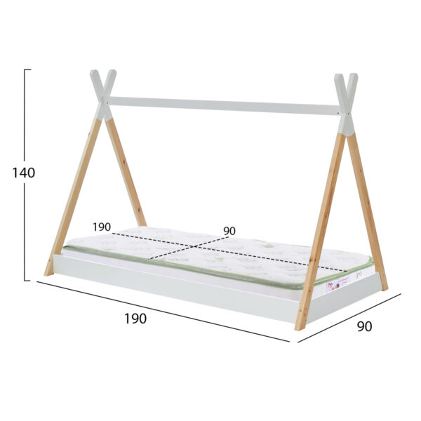 ΚΡΕΒΑΤΙ ΠΑΙΔΙΚΟ ΜΕ ΣΤΡΩΜΑ MUNK HM21308 ΞΥΛΟ ΠΕΥΚΟΥ ΦΥΣΙΚΟ-ΛΕΥΚΟ--ΣΤΡΩΜΑ 90x190εκ - Image 3