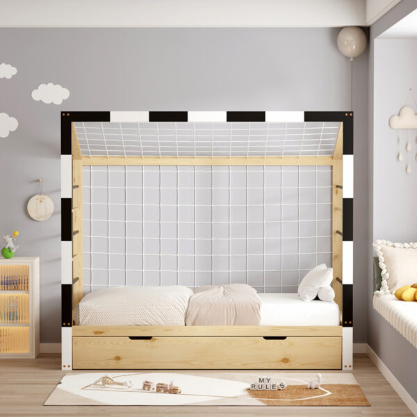 ΚΡΕΒΑΤΙ ΠΑΙΔΙΚΟ ΜΕ ΣΤΡΩΜΑ GOALIE HM21309 ΠΕΥΚΟ ΦΥΣΙΚΟ-ΛΕΥΚΟ-ΜΑΥΡΟ--ΣΤΡΩΜΑ 90x190εκ - Image 5