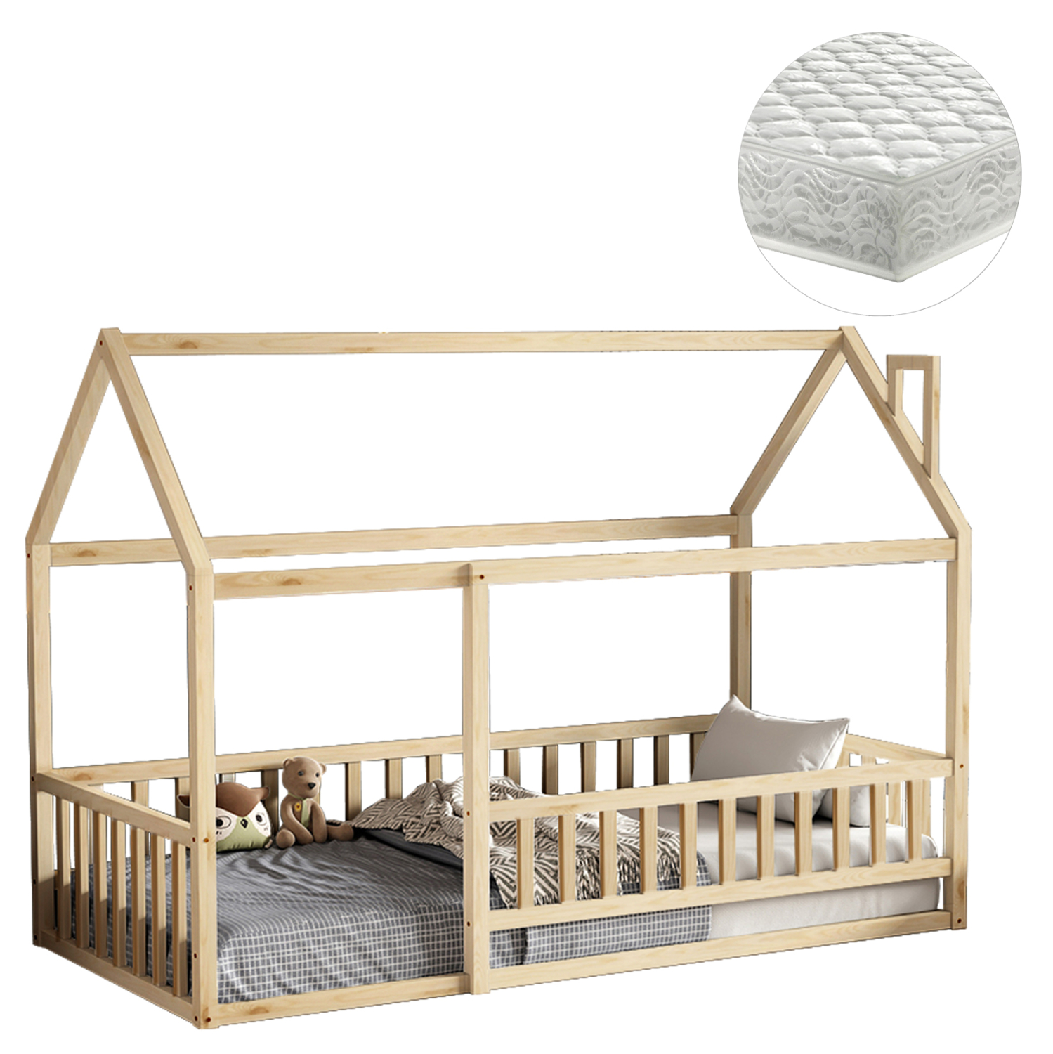 HM21315 ΚΡΕΒΑΤΙ ΠΑΙΔΙΚΟ ΜΕ ΣΤΡΩΜΑ HOUSER HM21315 ΞΥΛΟ ΠΕΥΚΟΥ ΣΕ ΦΥΣΙΚΟ--ΣΤΡΩΜΑ 90x190εκ - Image 1