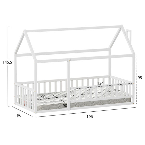 ΚΡΕΒΑΤΙ ΠΑΙΔΙΚΟ ΜΕ ΣΤΡΩΜΑ HOUSER HM21315.01 ΞΥΛΟ ΠΕΥΚΟΥ ΣΕ ΛΕΥΚΟ--ΣΤΡΩΜΑ 90x190εκ - Image 3