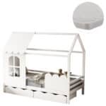 ΚΡΕΒΑΤΙ ΠΑΙΔΙΚΟ ΜΕ ΣΤΡΩΜΑ DOMER HM21319 ΞΥΛΟ ΠΕΥΚΟΥ ΣΕ ΛΕΥΚΟ--ΣΤΡΩΜΑ 90x190εκ