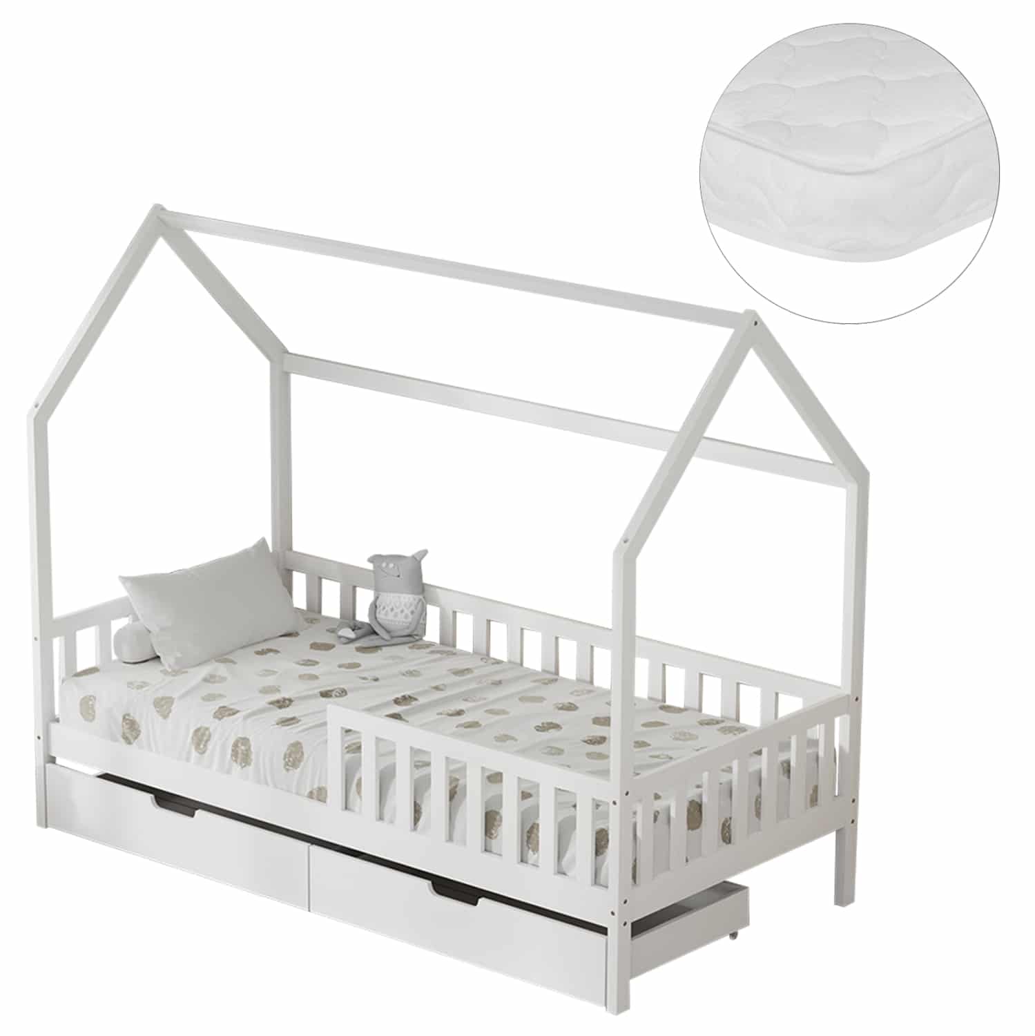 HM21324.01 ΚΡΕΒΑΤΙ ΠΑΙΔΙΚΟ ΜΕ ΣΥΡΤΑΡΙΑ PHYLLIS HM21324.01 ΞΥΛΟ ΠΕΥΚΟΥ ΛΕΥΚΟ--ΜΕ ΣΤΡΩΜΑ 90x190εκ - Image 1