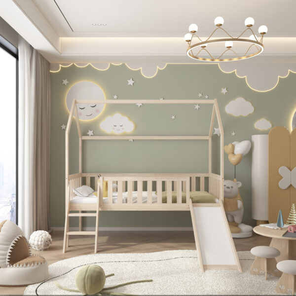 ΚΡΕΒΑΤΙ ΠΑΙΔΙΚΟ ΤΣΟΥΛΗΘΡΑ PHYLLIS HM21310 ΠΕΥΚΟ ΣΕ ΦΥΣΙΚΟ--ΜΕ ΣΤΡΩΜΑ 90x190εκ - Image 5