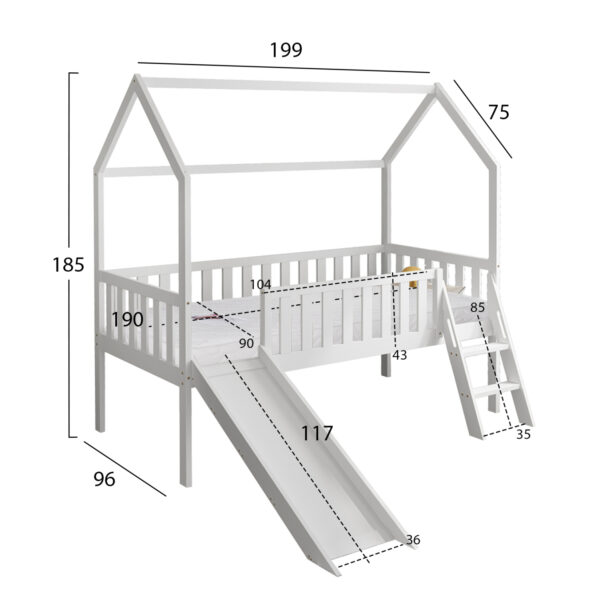 ΚΡΕΒΑΤΙ ΠΑΙΔΙΚΟ ΤΣΟΥΛΗΘΡΑ PHYLLIS HM21310.01 ΠΕΥΚΟ ΣΕ ΛΕΥΚΟ--ΜΕ ΣΤΡΩΜΑ 90x190εκ - Image 3