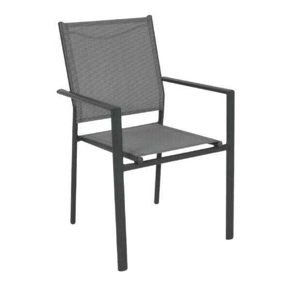 LANSON Πολυθρόνα Κήπου Βεράντας, Μέταλλο Βαφή Ανθρακί Textilene Grey 55x55x86cm - Image 7