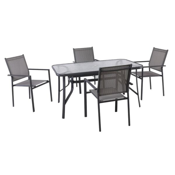 LANSON - RIO Set Τραπεζαρία Μέταλλο Ανθρακί, Textilene Γκρι: Τραπέζι + 4 Πολυθρόνες Table:120x70x71 Chair:55x55x86 - Image 5