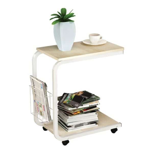 LAP Βοηθητικό Τραπεζάκι, Μέταλλο Βαφή Άσπρο, Απόχρωση Maple 56x30x59cm - Image 5