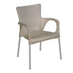 LARA Πολυθρόνα Pro Dining Στοιβαζόμενη, ALU Silver, PP - UV Protection Απόχρωση Tortora 60x52x85cm - Image 9