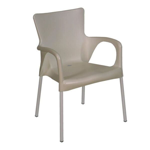 LARA Πολυθρόνα Pro Dining Στοιβαζόμενη, ALU Silver, PP - UV Protection Απόχρωση Tortora 60x52x85cm - Image 9