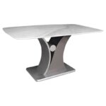 LATIN Τραπέζι Τραπεζαρίας, Επιφάνεια Τεχνητό Μάρμαρο, Βάση Γκρι MDF 160x90x76cm - Image 5