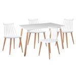 LAVIDA-ART Τραπεζαρία: Τραπέζι 120x80 Οξιά/MDF + 4 Καρέκλες Μέταλλο Βαφή Φυσικό PP Άσπρο Table:120x80x73 Chair:43x48x77 - Image 5