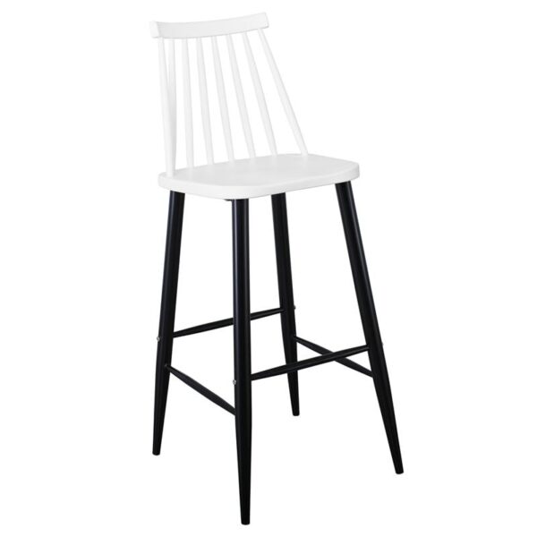LAVIDA Σκαμπό BAR με Πλάτη, Μέταλλο Βαφή Μαύρο, PP Άσπρο 43x49x76/107cm - Image 13