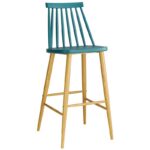 LAVIDA Σκαμπό BAR με Πλάτη, Μέταλλο Βαφή Φυσικό, PP Μπλε 43x49x76/107cm - Image 7