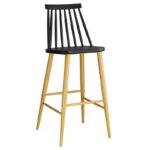 LAVIDA Σκαμπό BAR με Πλάτη, Μέταλλο Βαφή Φυσικό, PP Μαύρο 43x49x76/107cm - Image 7