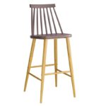 LAVIDA Σκαμπό BAR με Πλάτη, Μέταλλο Βαφή Φυσικό, PP Απόχρωση Sand Beige 43x49x76/107cm - Image 7