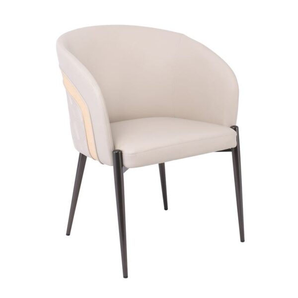 LENA Πολυθρόνα Μέταλλο Βαφή Μαύρο, Pu Μπεζ 60x60x80cm - Image 15