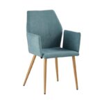 LETO Πολυθρόνα Τραπεζαρίας Κουζίνας, Μέταλλο Βαφή Φυσικό, Ύφασμα Βεραμάν 55x56x86cm - Image 7